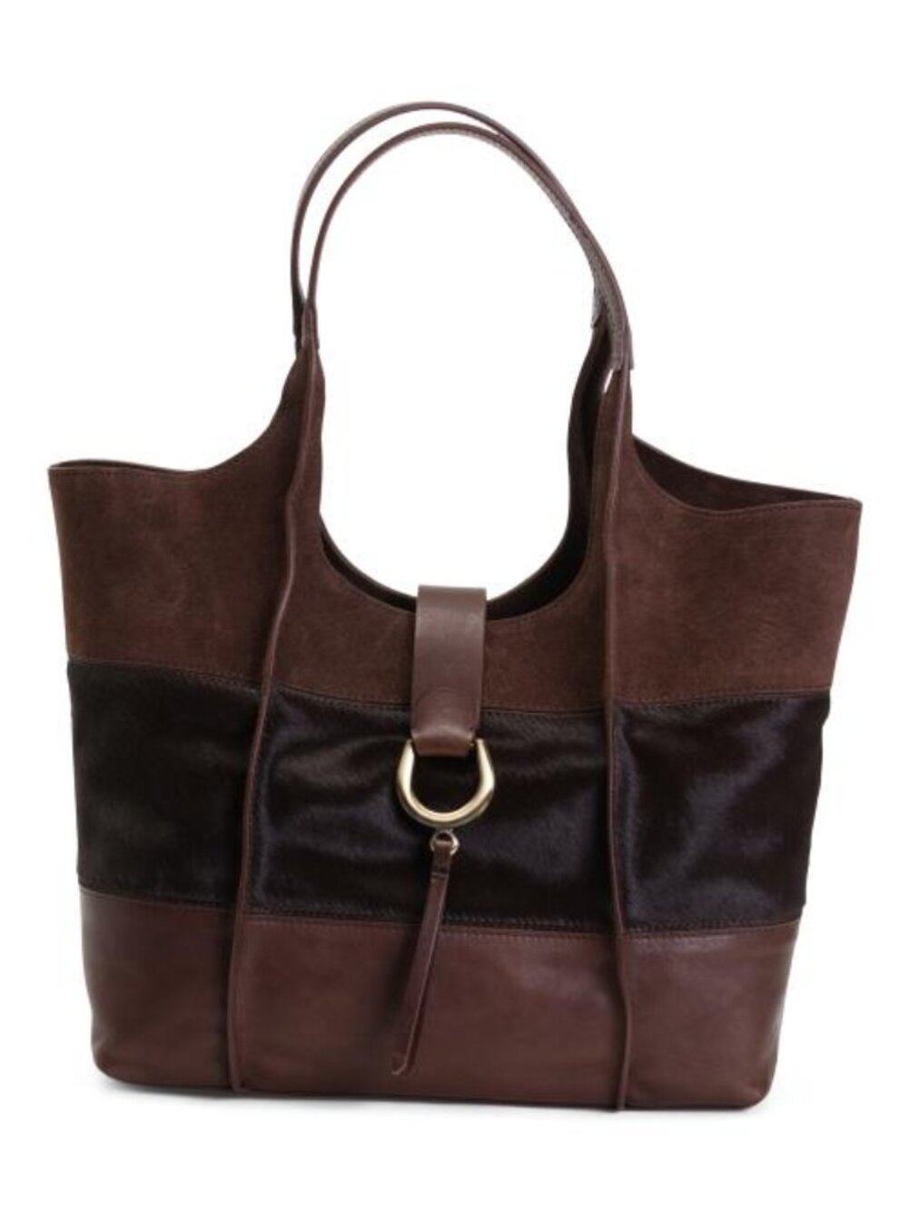 CAVALCANTI Made In Italy Leather And Suede Flapover Tote
